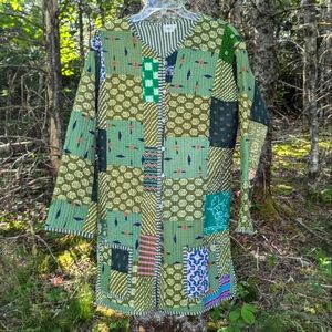 QUILTED PATCHWORK Women's Long Coat, size XXL